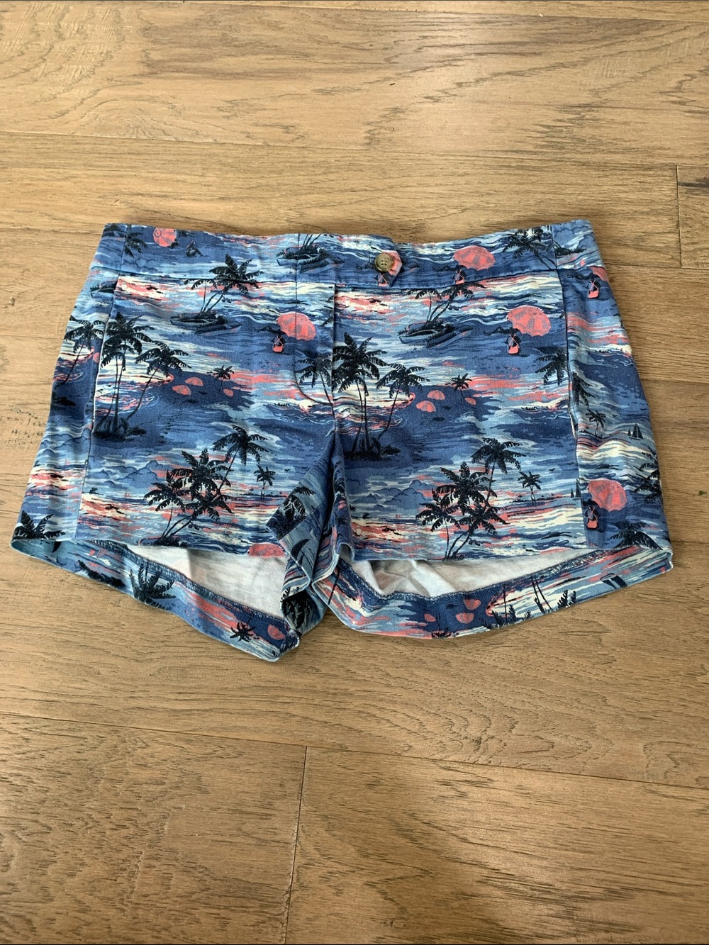 J. Crew Blue and Pink Tropical Print Bermuda Shorts